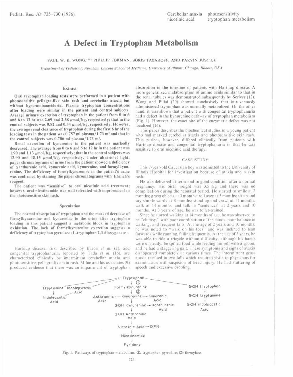 A Defect in Tryptophan Metabolism