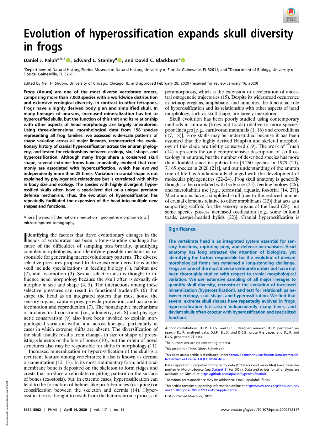 Evolution of Hyperossification Expands Skull Diversity in Frogs