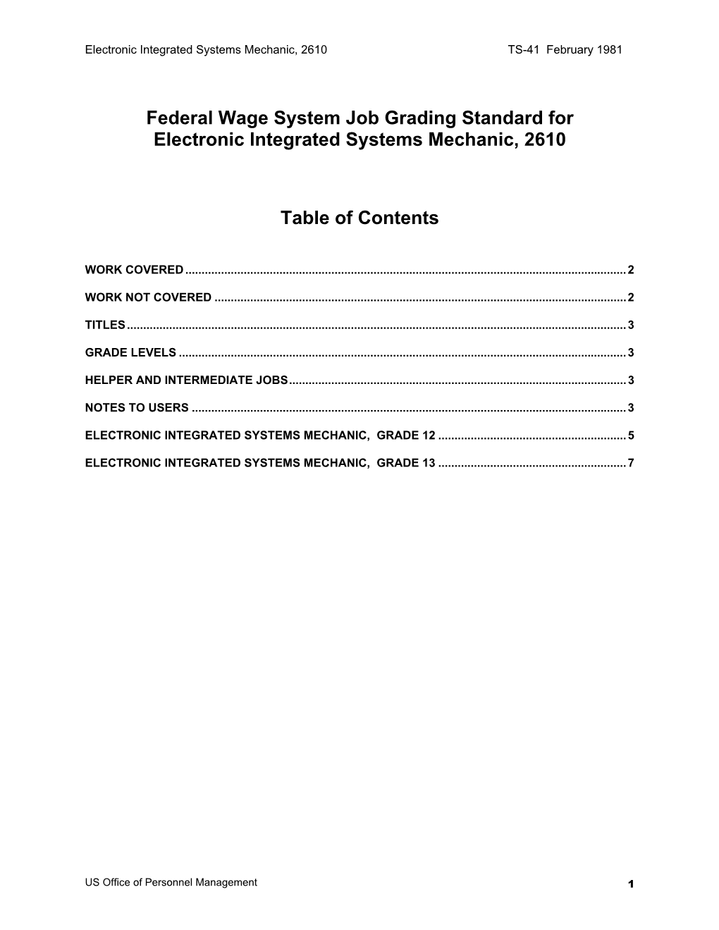 Electronic Integrated Systems Mechanic, 2610 TS-41 February 1981