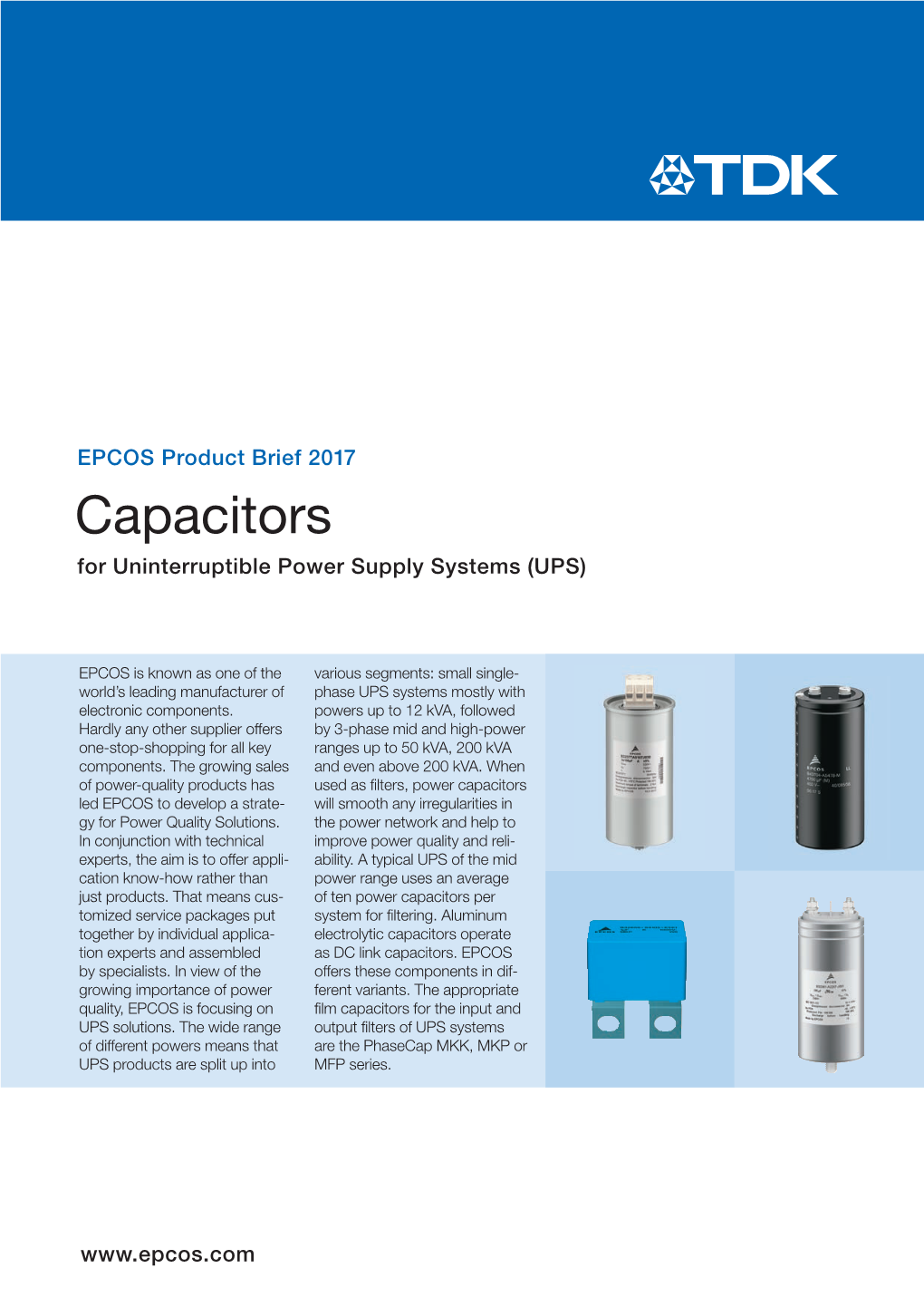 Capacitors for Uninterruptible Power Supply Systems (UPS)