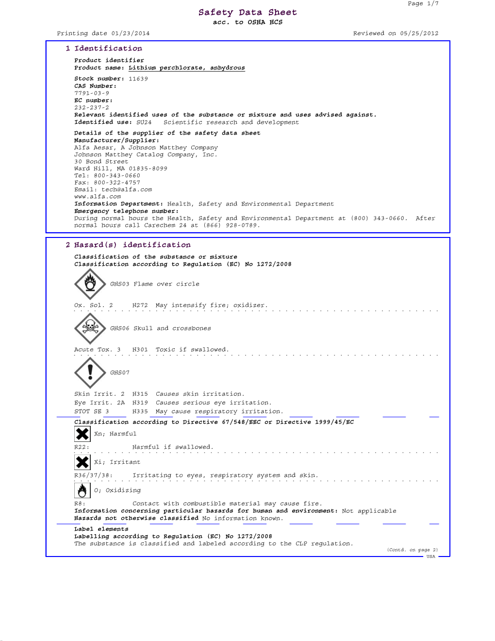 Safety Data Sheet Acc