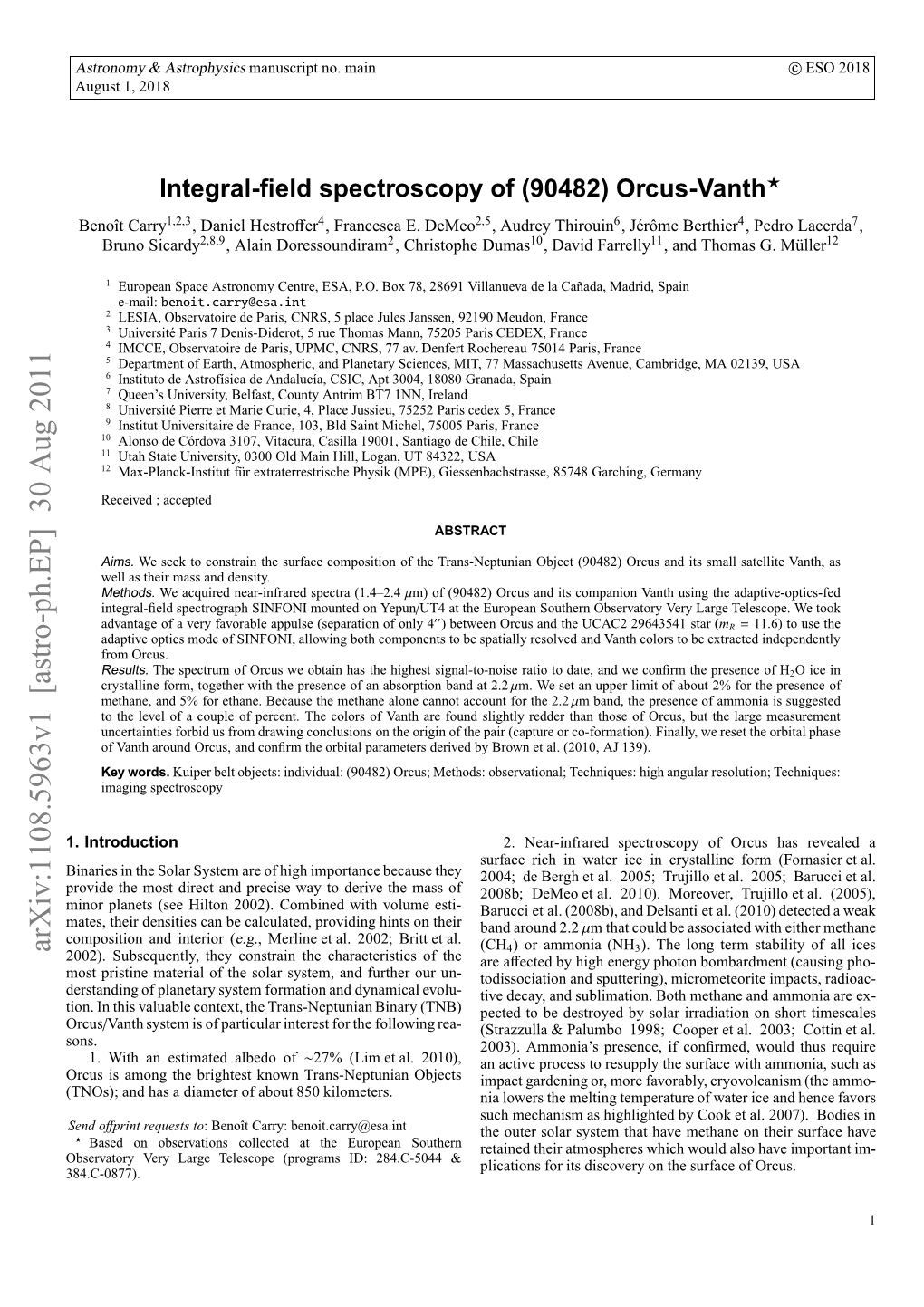 Integral-Field Spectroscopy of (90482) Orcus-Vanth