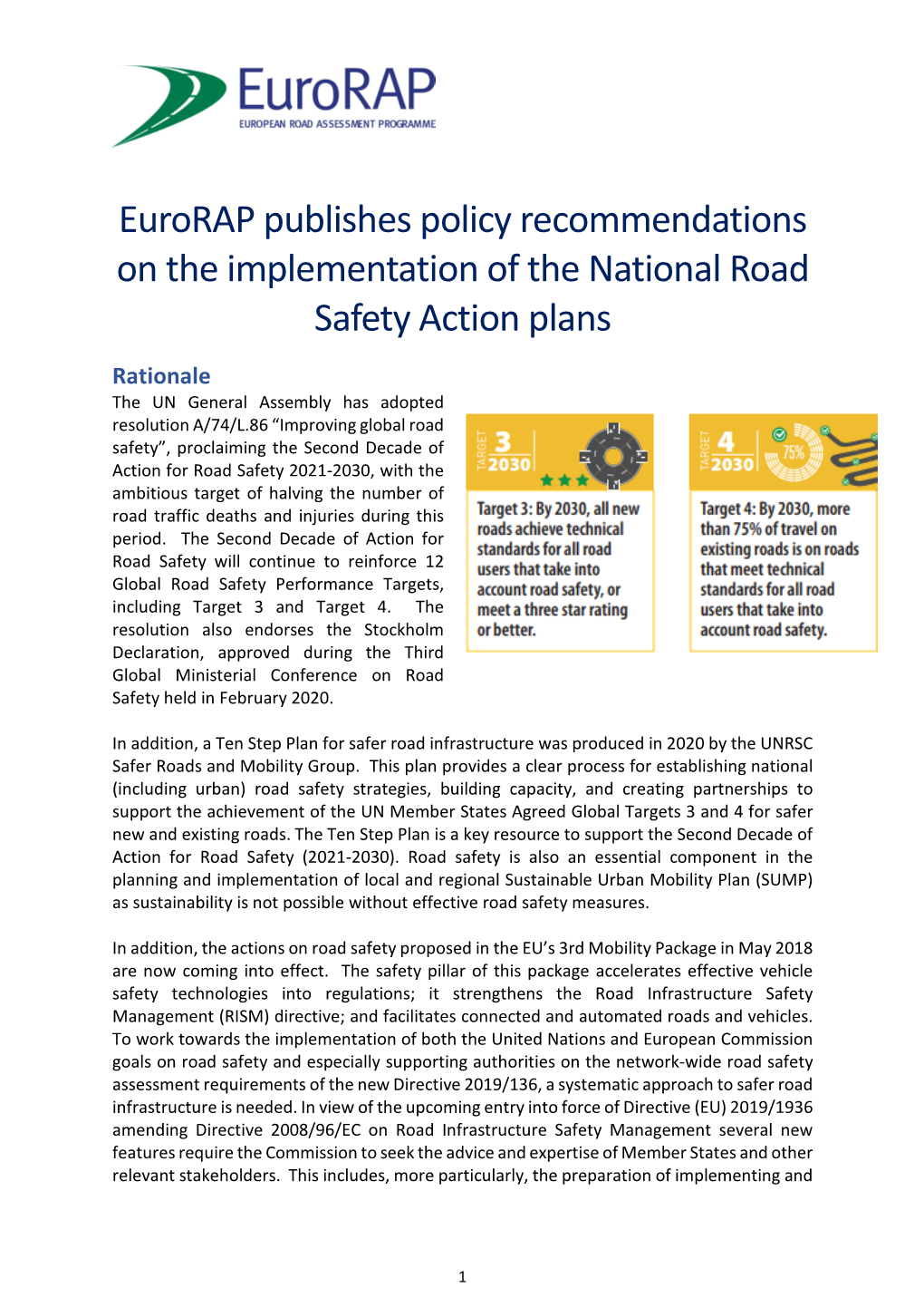 Eurorap Publishes Policy Recommendations on The