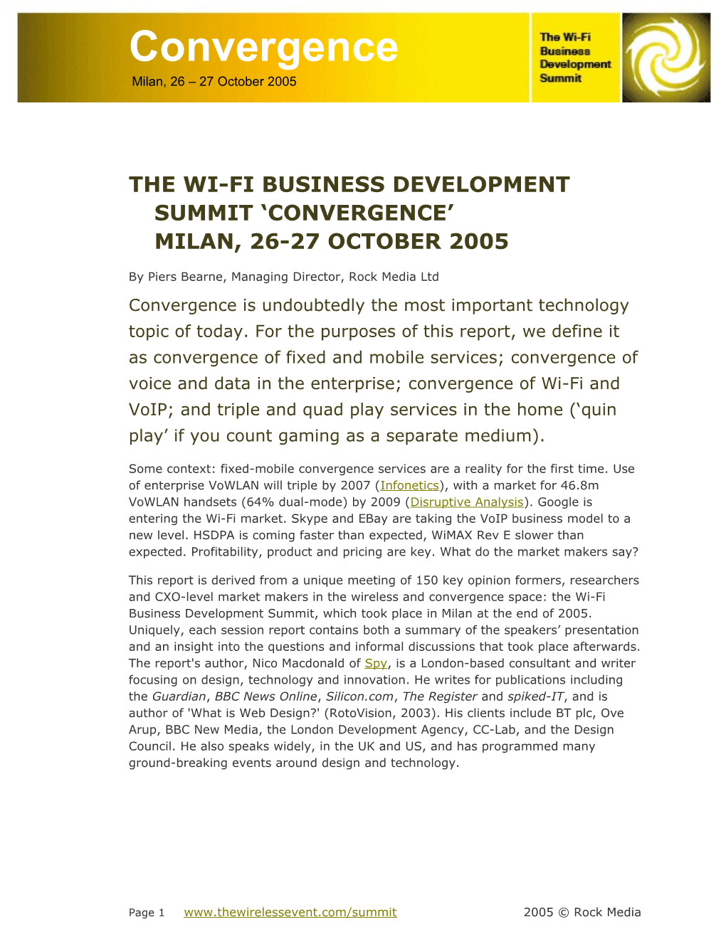 The Wi-Fi Business Development Summit