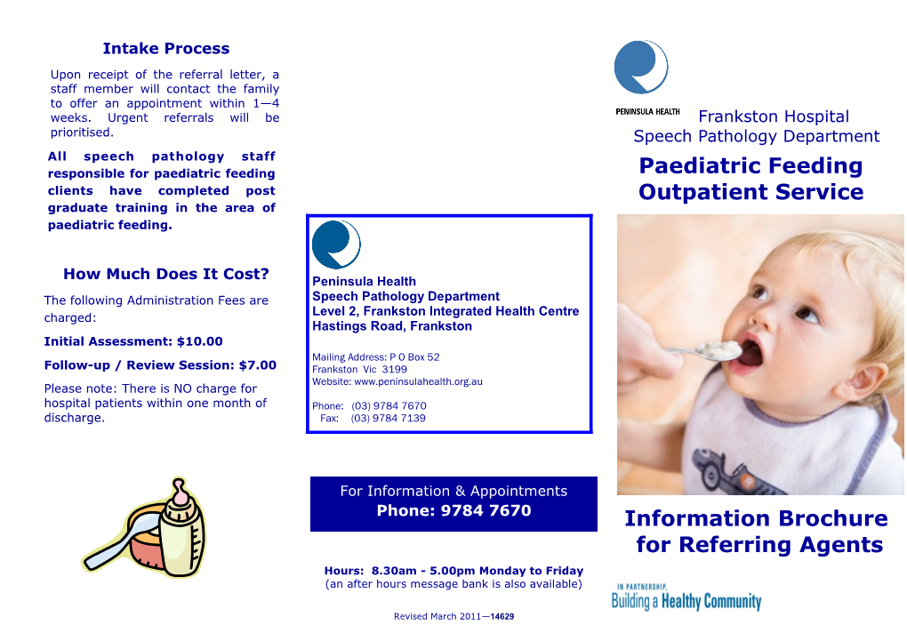Paediatric Feeding Outpatient Service Information Brochure for Referring Agents