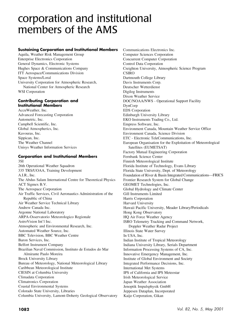 Corporation and Institutional Members of the AMS