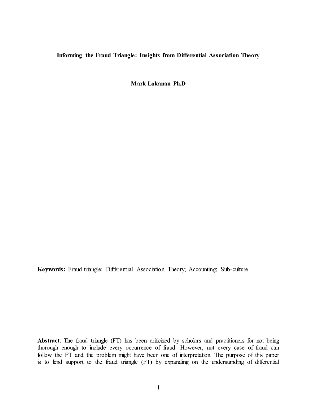 Informing the Fraud Triangle: Insights from Differential Association Theory