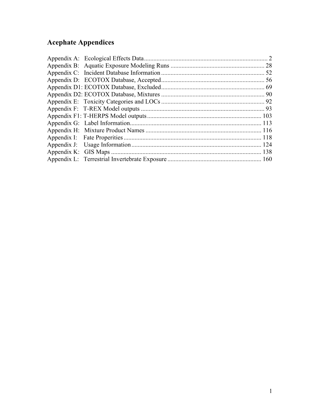 Acephate Appendices