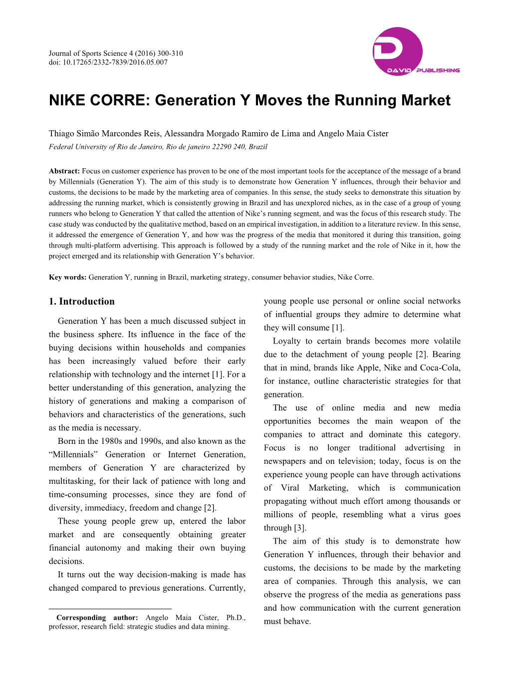 NIKE CORRE: Generation Y Moves the Running Market