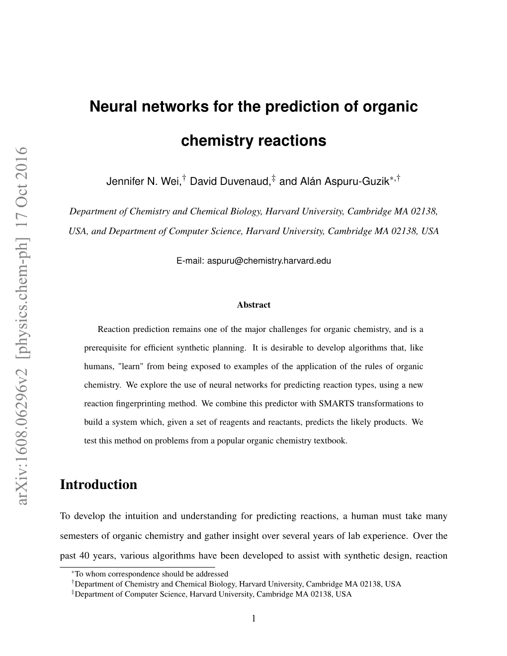 Neural Networks for the Prediction of Organic Chemistry Reactions