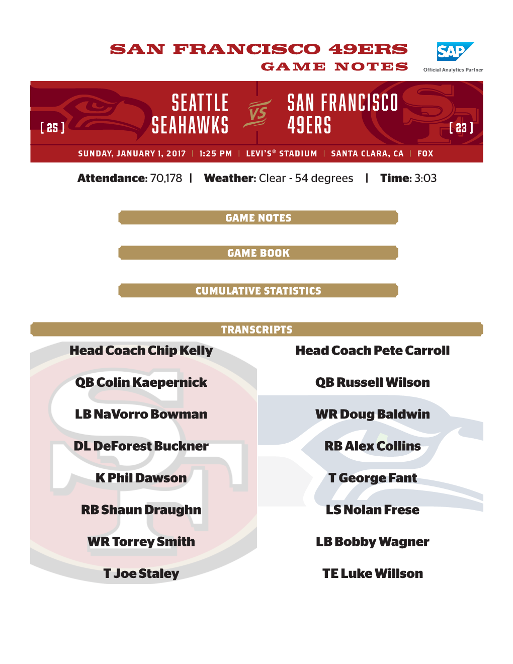 Seattle Seahawks San Francisco 49Ers