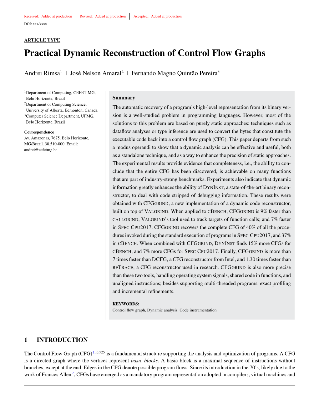 Practical Dynamic Reconstruction of Control Flow Graphs