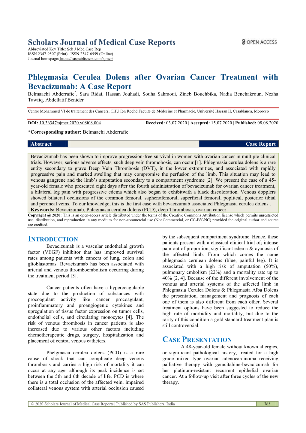 Phlegmasia Cerulea Dolens After Ovarian Cancer