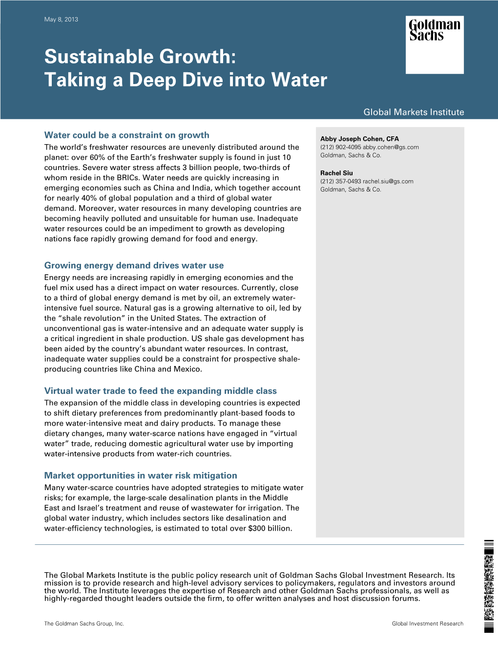 Sustainable Growth: Taking a Deep Dive Into Water