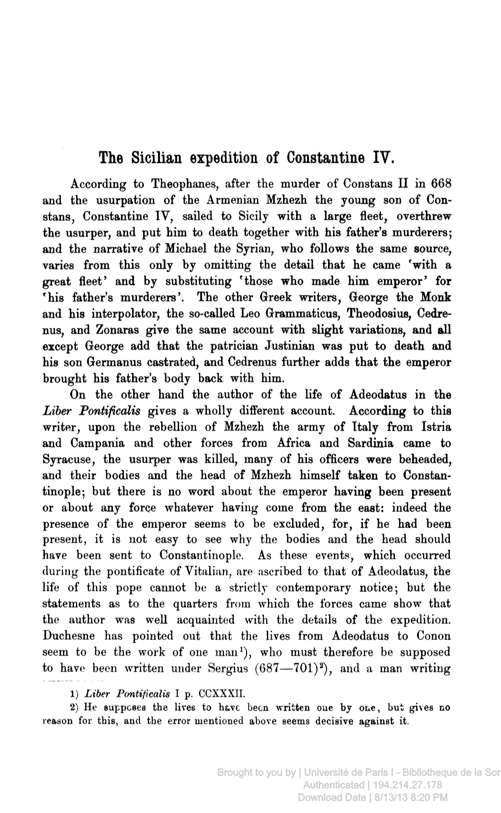 The Sicilian Expedition of Constantine IV