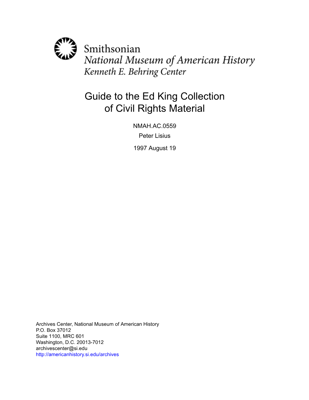 Guide to the Ed King Collection of Civil Rights Material