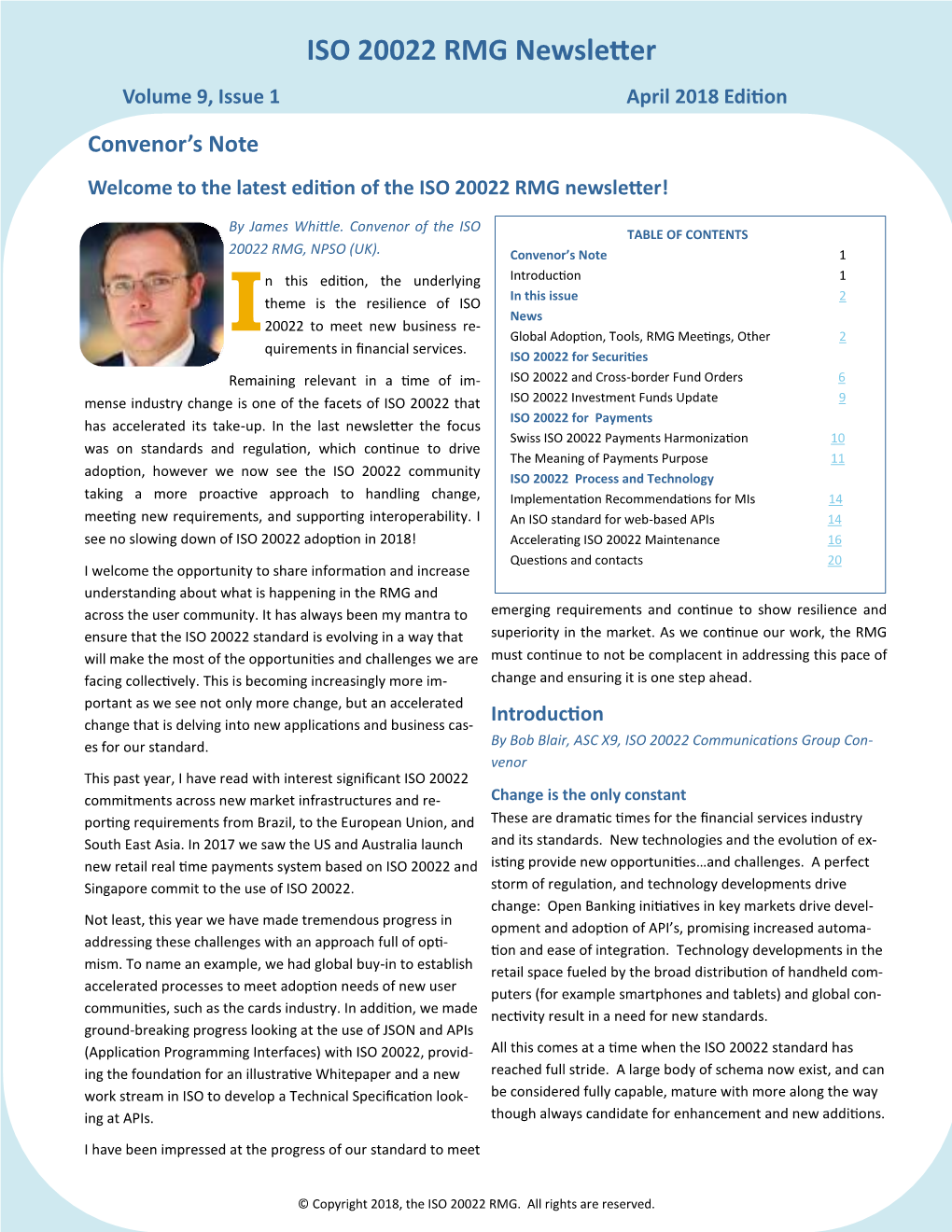 ISO 20022 RMG Newsletter