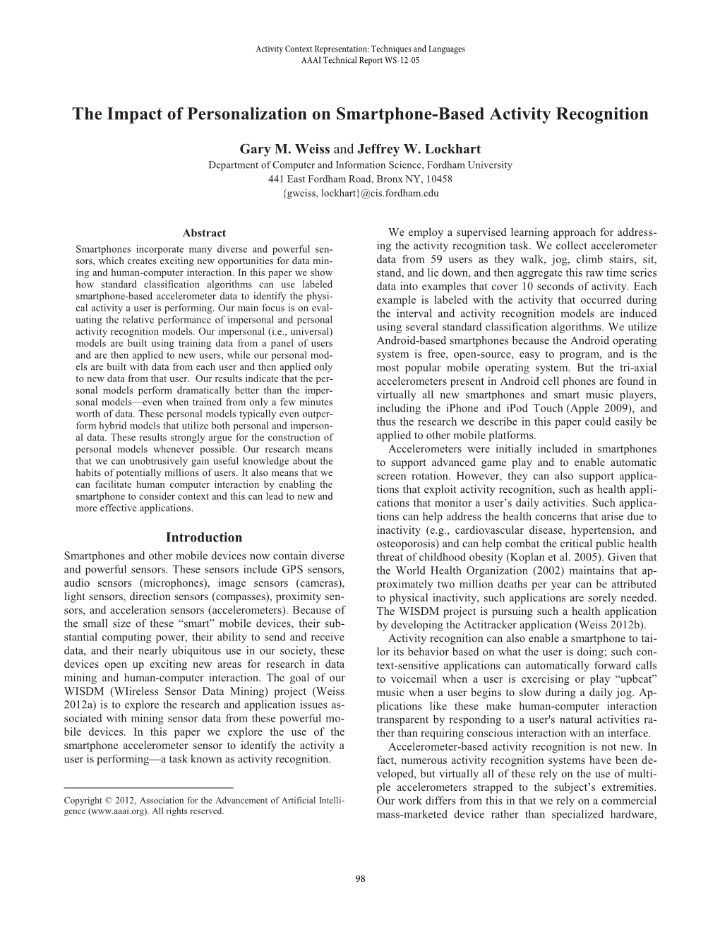 The Impact of Personalization on Smartphone-Based Activity Recognition