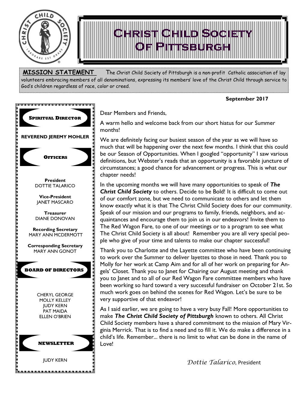 CC DONATIONS, TRIBUTES and MEMORIALS Please Use the Following Donation Form for Any Tribute Gift Or General Donation to the Christ Child Society of Pittsburgh