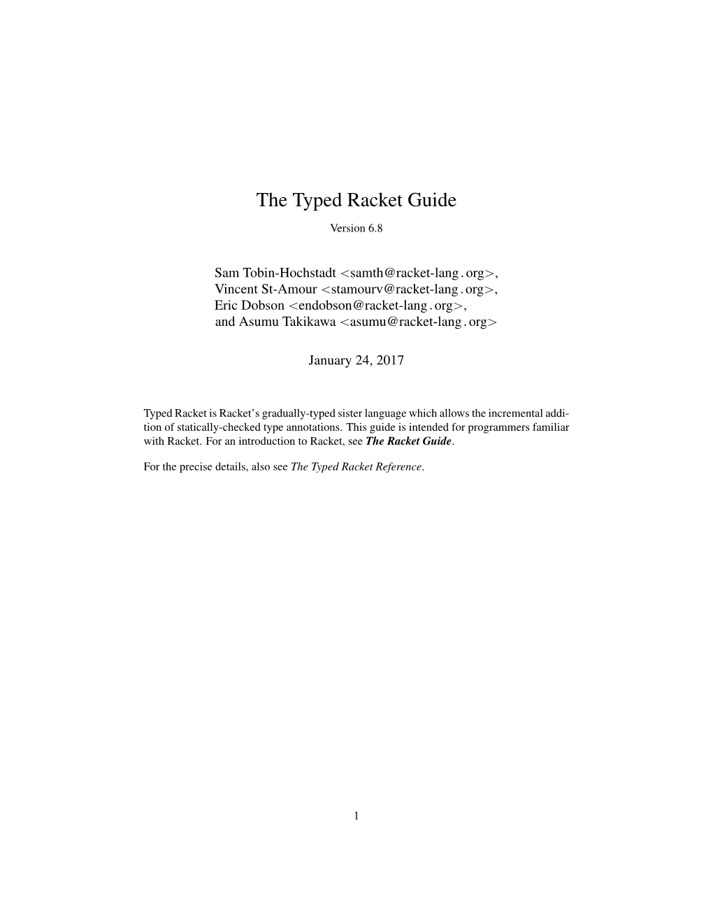 The Typed Racket Guide