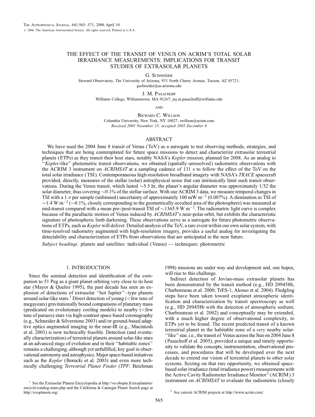 The Effect of the Transit of Venus on ACRIM's Total Solar Irradiance