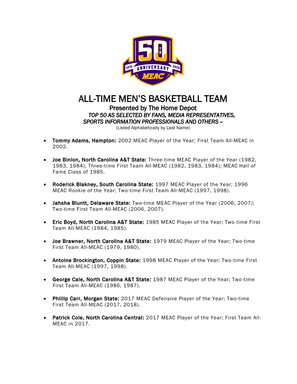 All-Time Men's Basketball Team