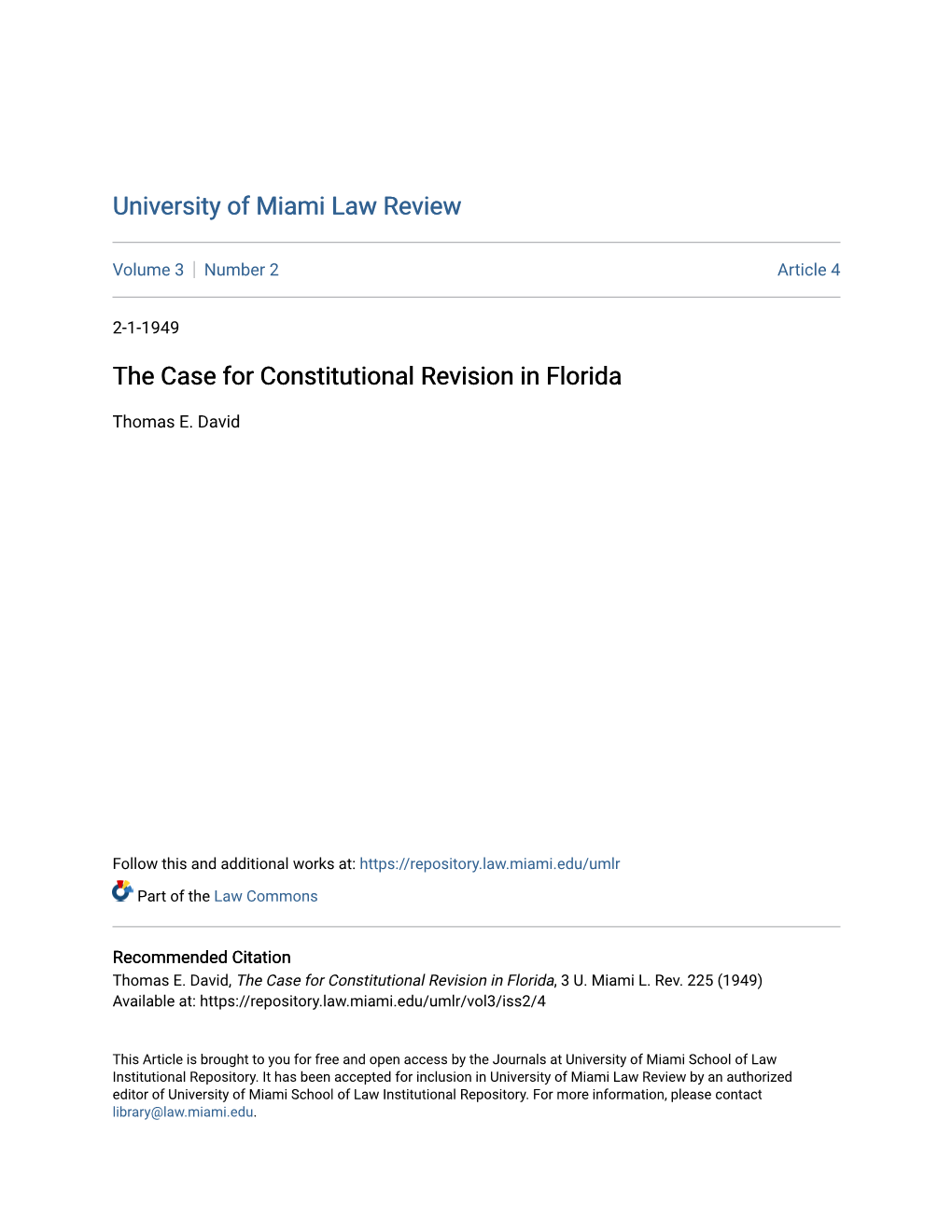 The Case for Constitutional Revision in Florida