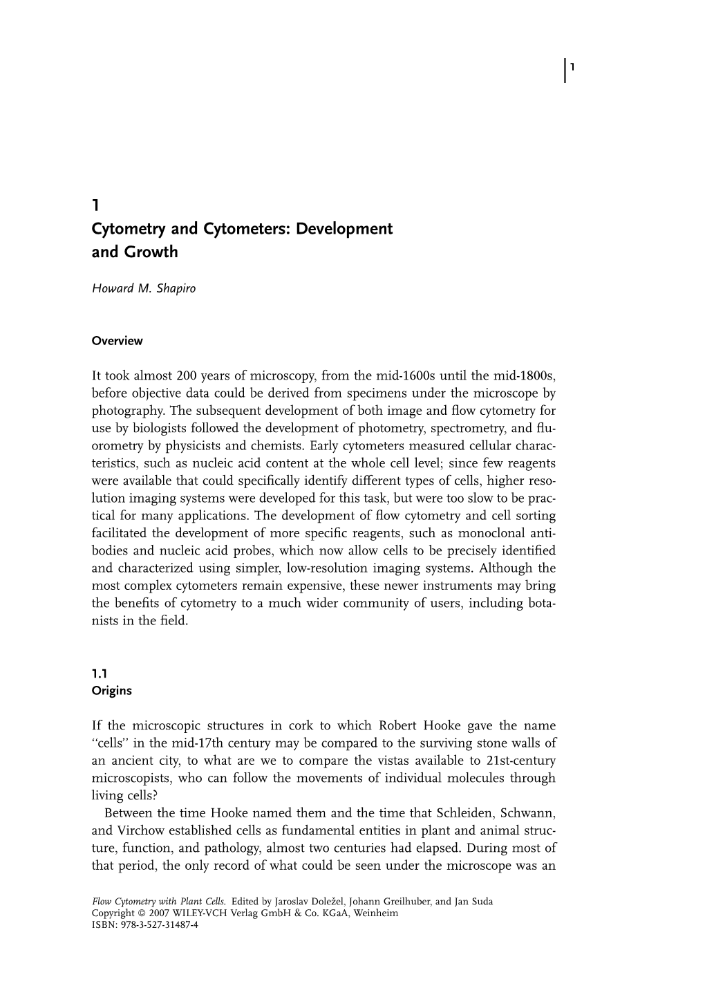 1 Cytometry and Cytometers: Development and Growth