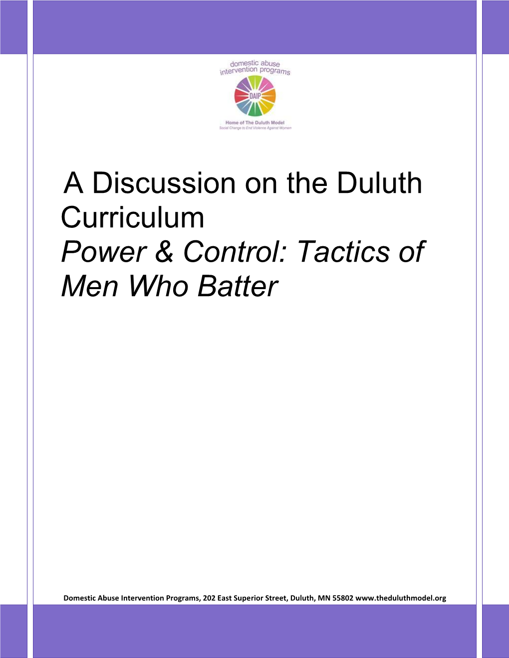 A Discussion on the Duluth Curriculum with Ellen and Luis