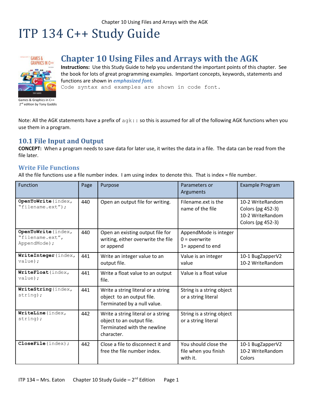 Chapter 10 Using Files and Arrays with the AGK