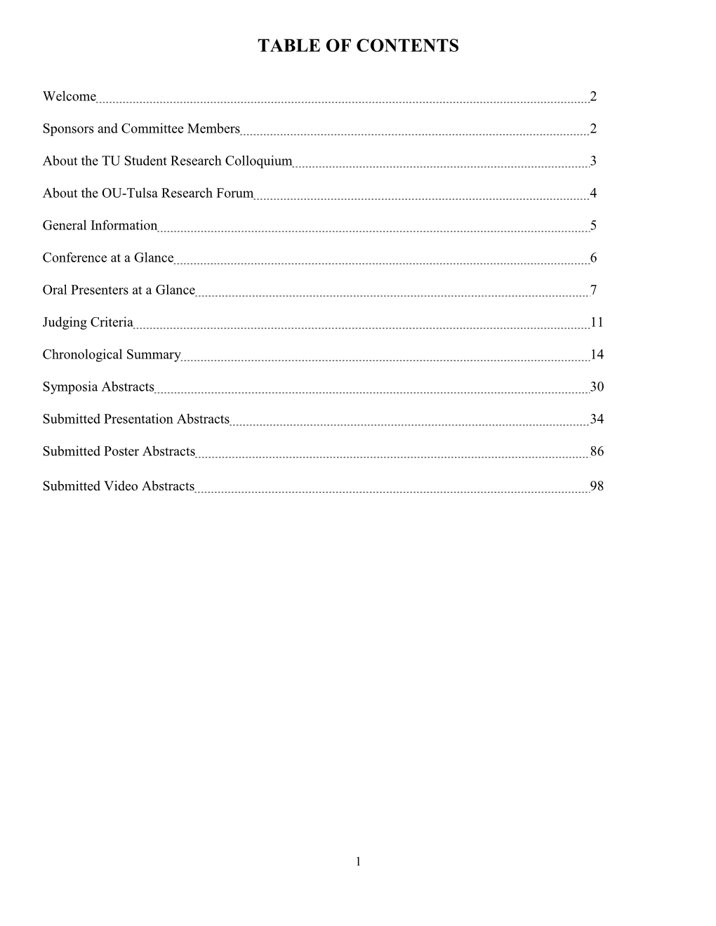 Table of Contents