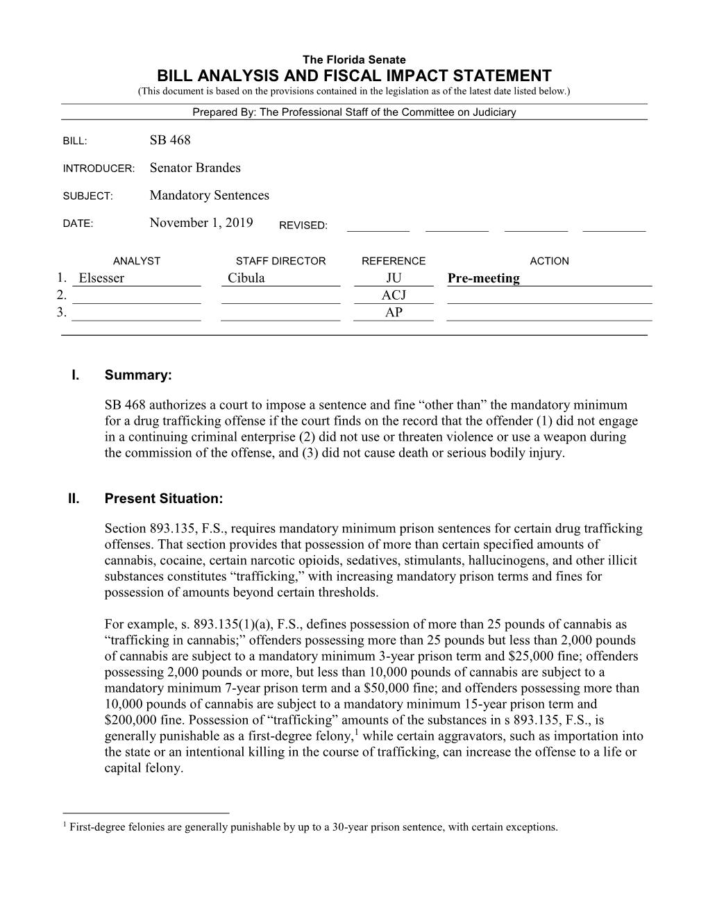 Bill Analysis and Fiscal Impact Statement