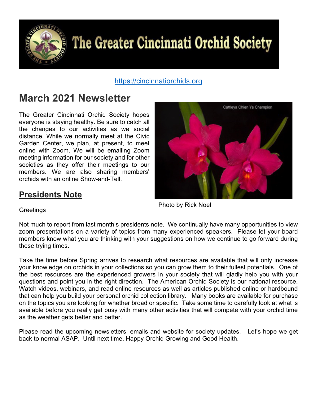 GCOS March 21 Newsletter Email