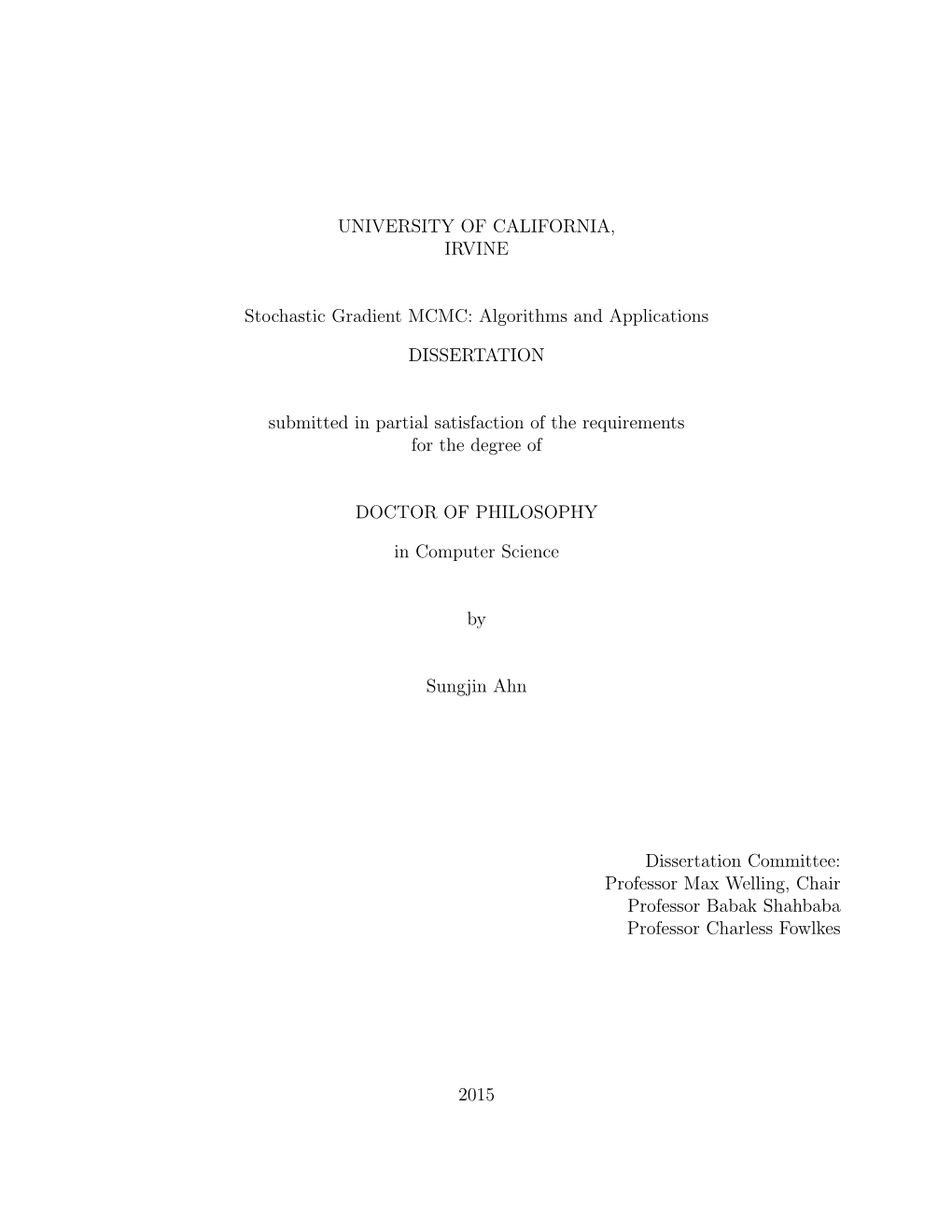 Stochastic Gradient MCMC: Algorithms and Applications