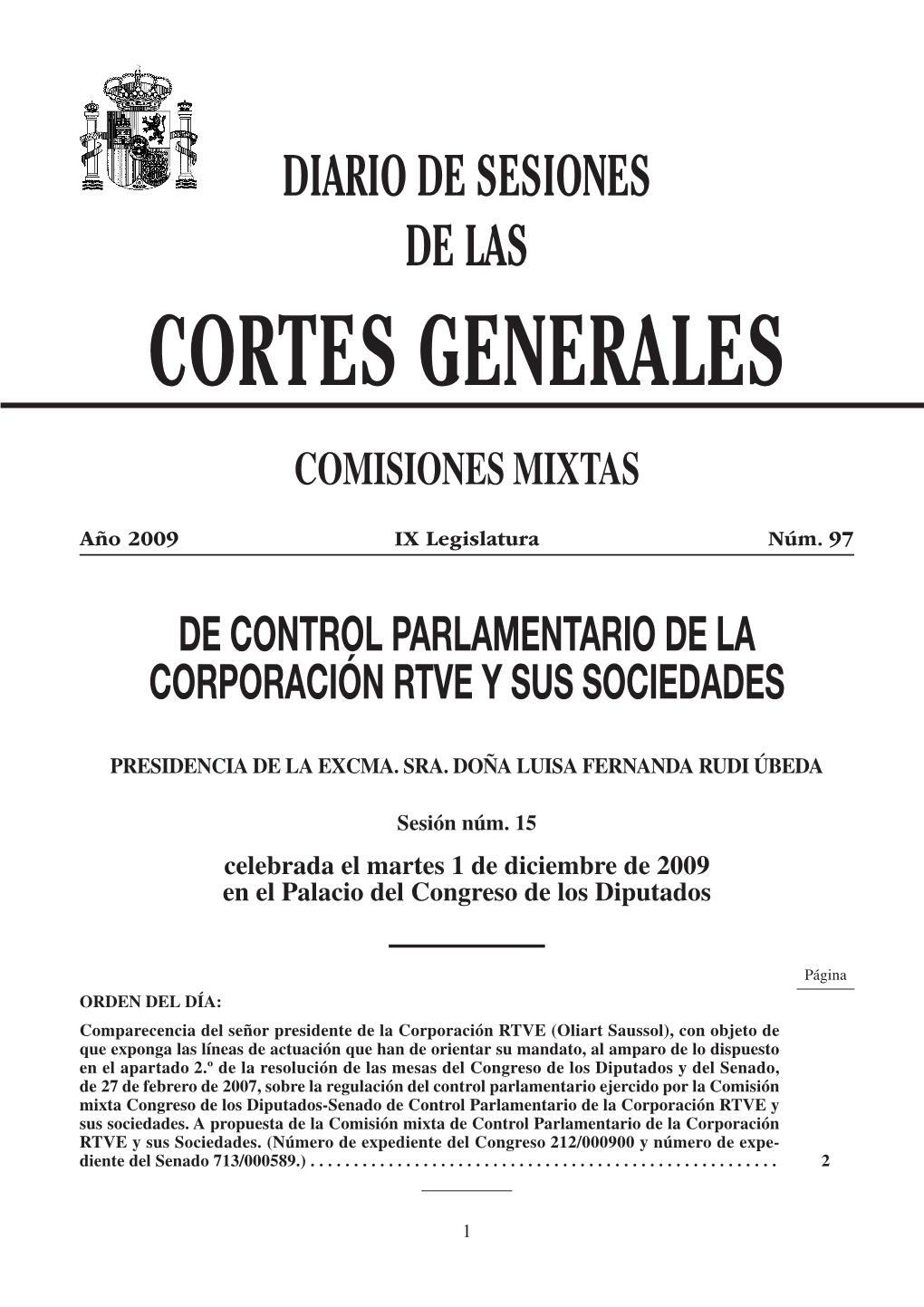 Cortes Generales Comisiones Mixtas