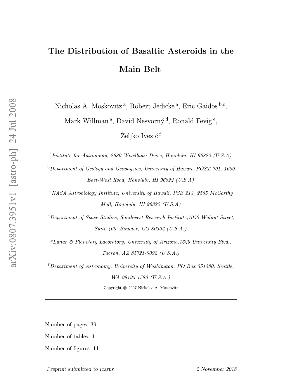 The Distribution of Basaltic Asteroids in the Main Belt