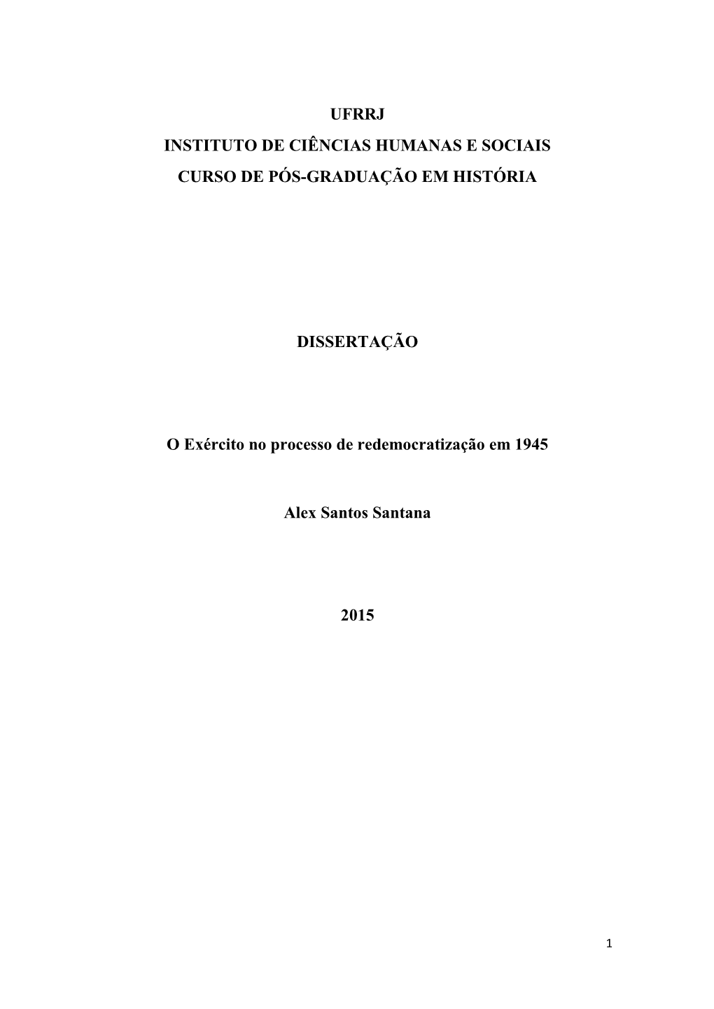 Ufrrj Instituto De Ciências Humanas E Sociais Curso De Pós-Graduação Em História