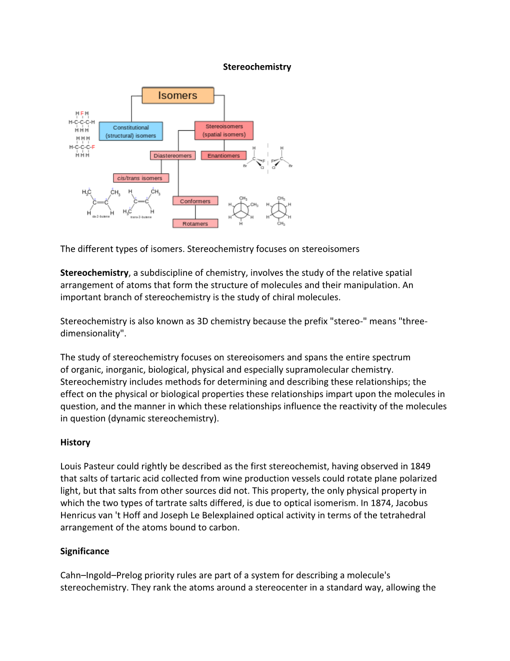 Stereochemistry the Different Types of Isomers. Stereochemistry Focuses