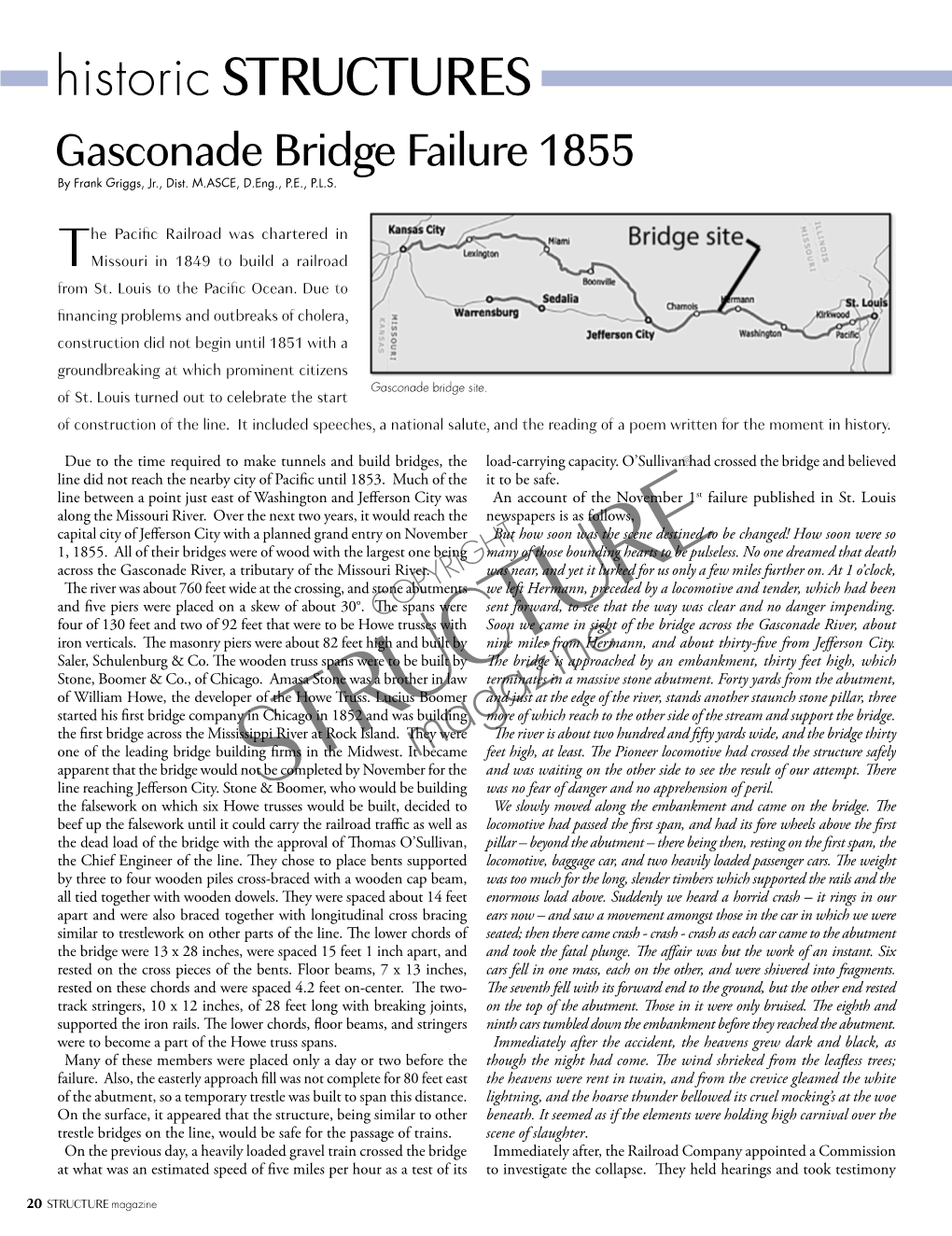 Historic STRUCTURES Gasconade Bridge Failure 1855 by Frank Griggs, Jr., Dist