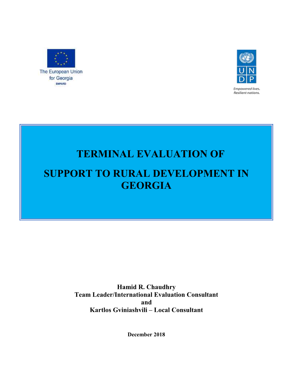 Terminal Evaluation of Support to Rural Development in Georgia