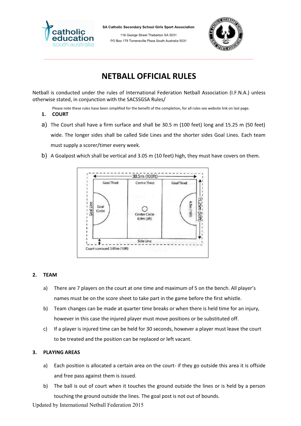 Netball Official Rules