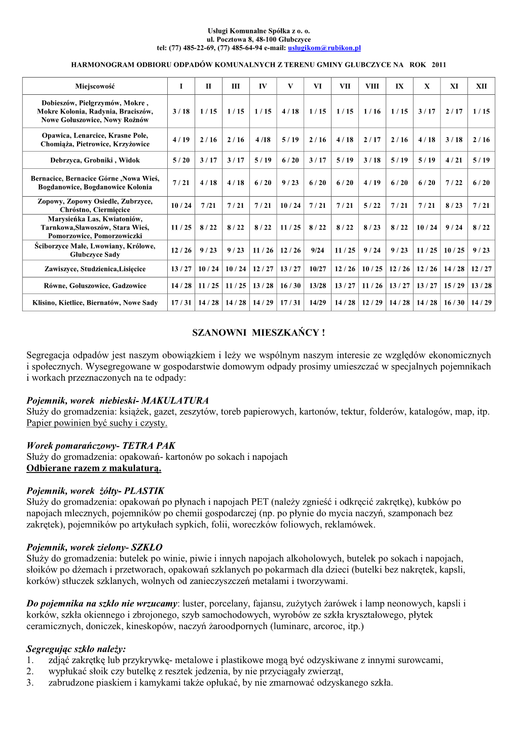 Harmonogram Gmina