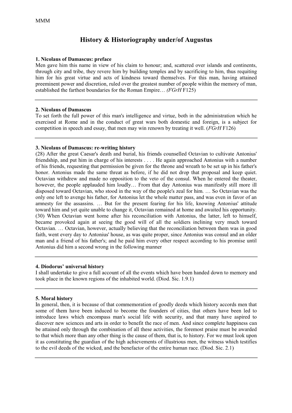 History & Historiography Under/Of Augustus