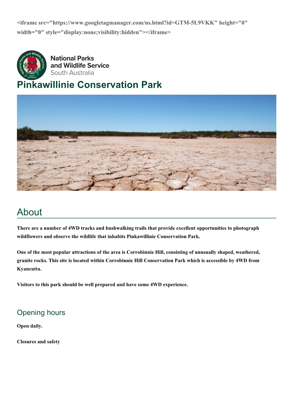 Pinkawillinie Conservation Park About