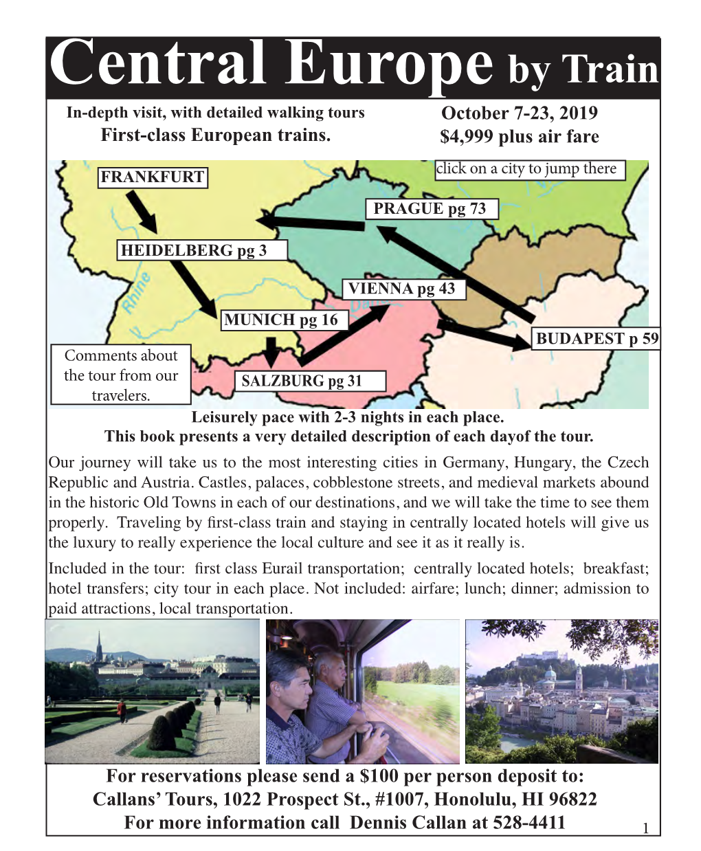 Central Europe by Train In-Depth Visit, with Detailed Walking Tours October 7-23, 2019 First-Class European Trains