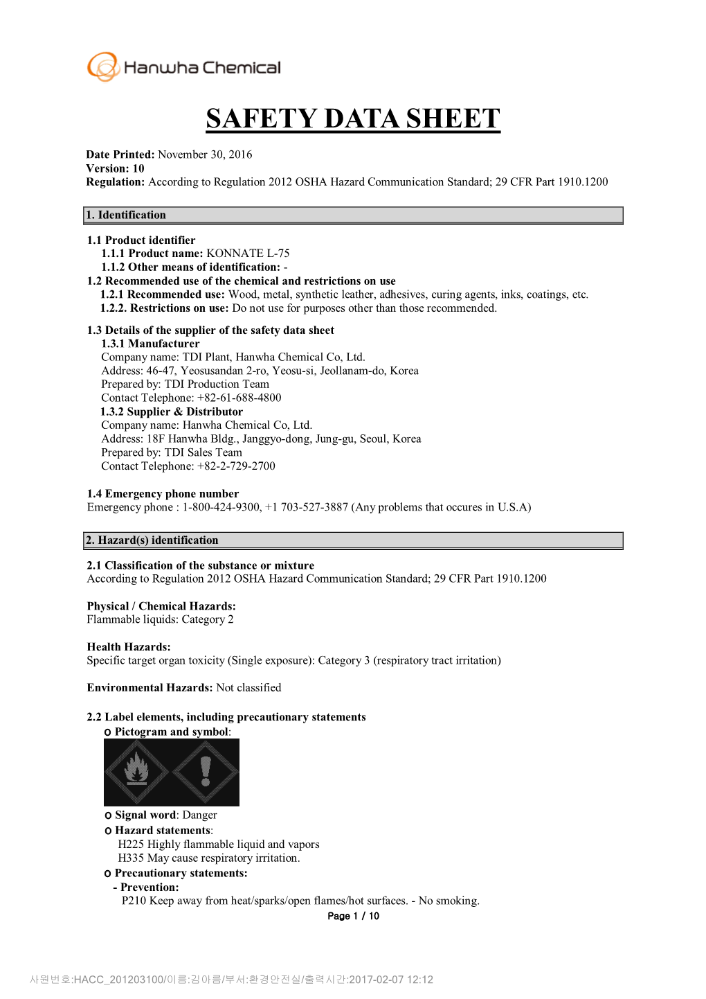 Safety Data Sheet