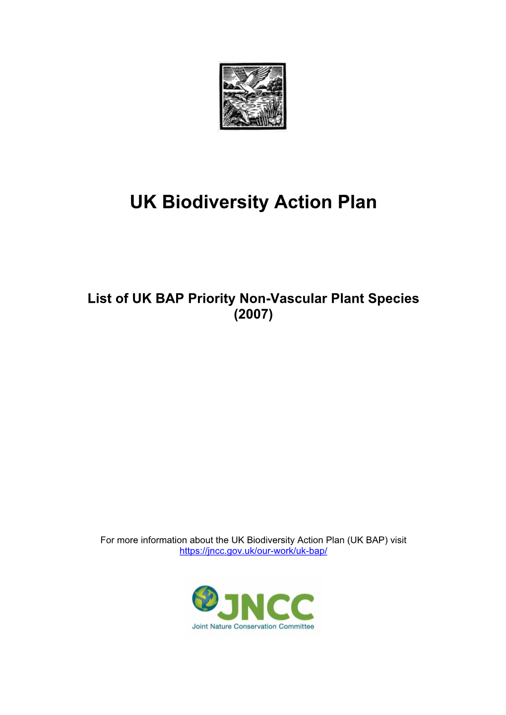 List of UK BAP Priority Non-Vascular Plant Species (2007)