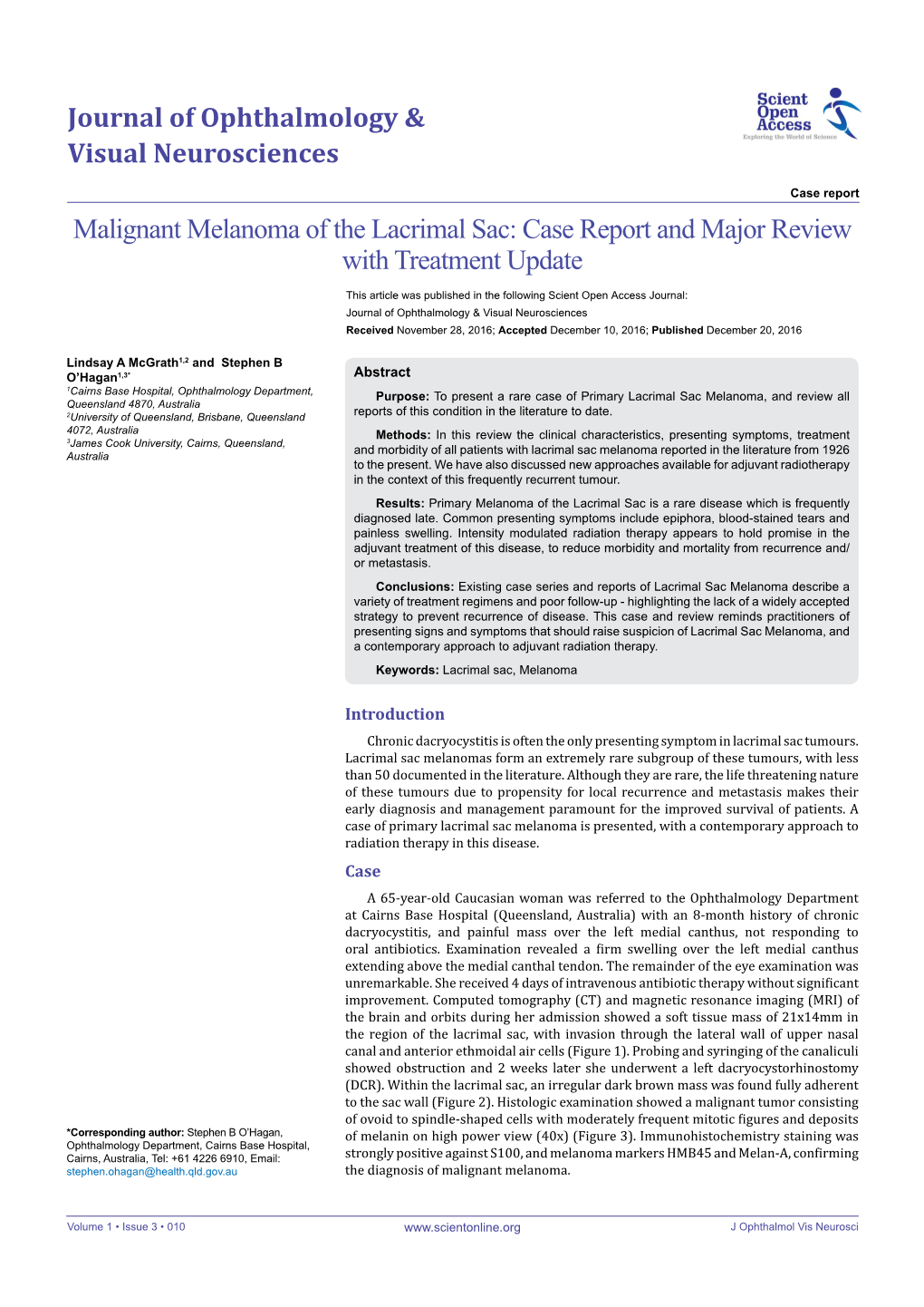 Malignant Melanoma of the Lacrimal Sac: Case Report and Major Review with Treatment Update