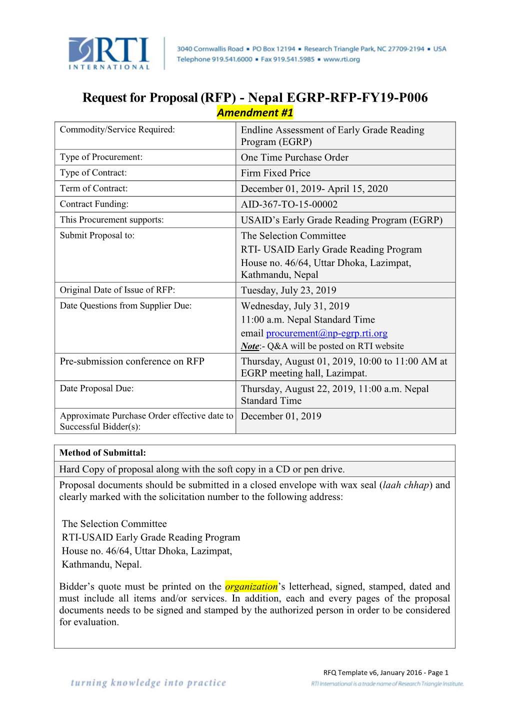 Nepal EGRP-RFP-FY19-P006