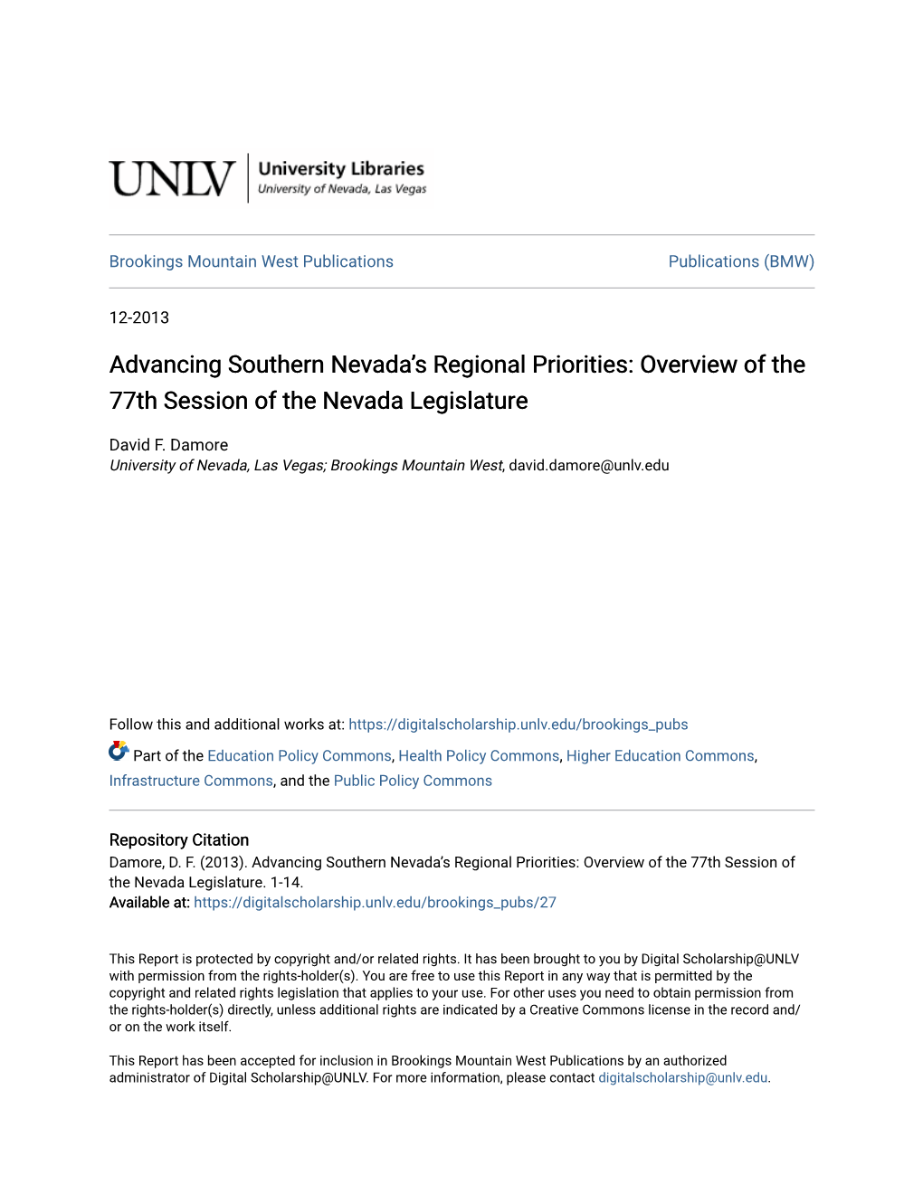 Overview of the 77Th Session of the Nevada Legislature